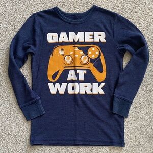 Children’s PLACE Gamer At Work Medium Navy Knit Long Sleeve Thermal Shirt